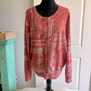 Beautiful Sundance handkerchief pattern wool cardigan.
